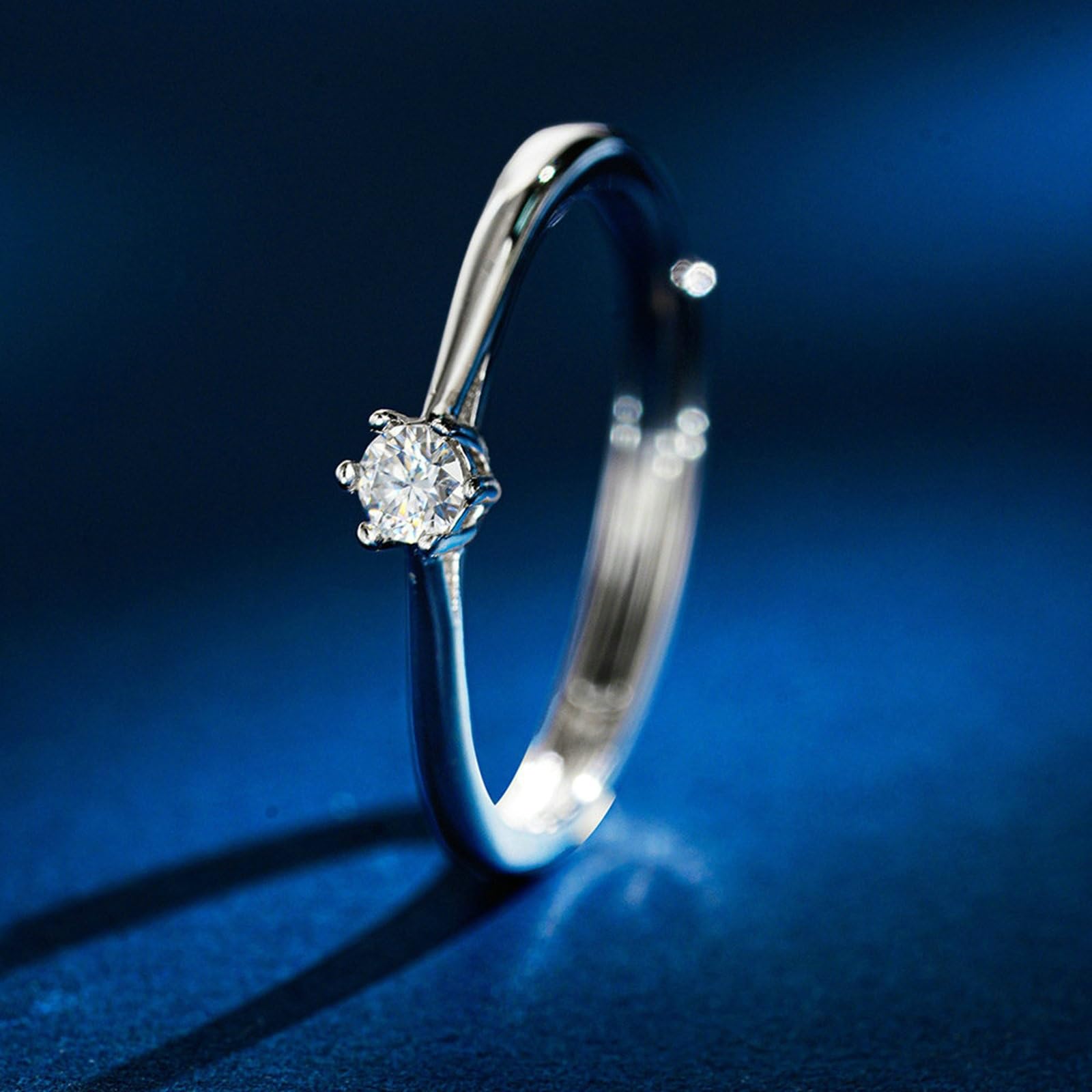 Anillo de oro para mujer, anillos de boda de oro auténtico solitario con diamante de 0,1 quilates cultivado en laboratorio, anillo de boda para mujeres