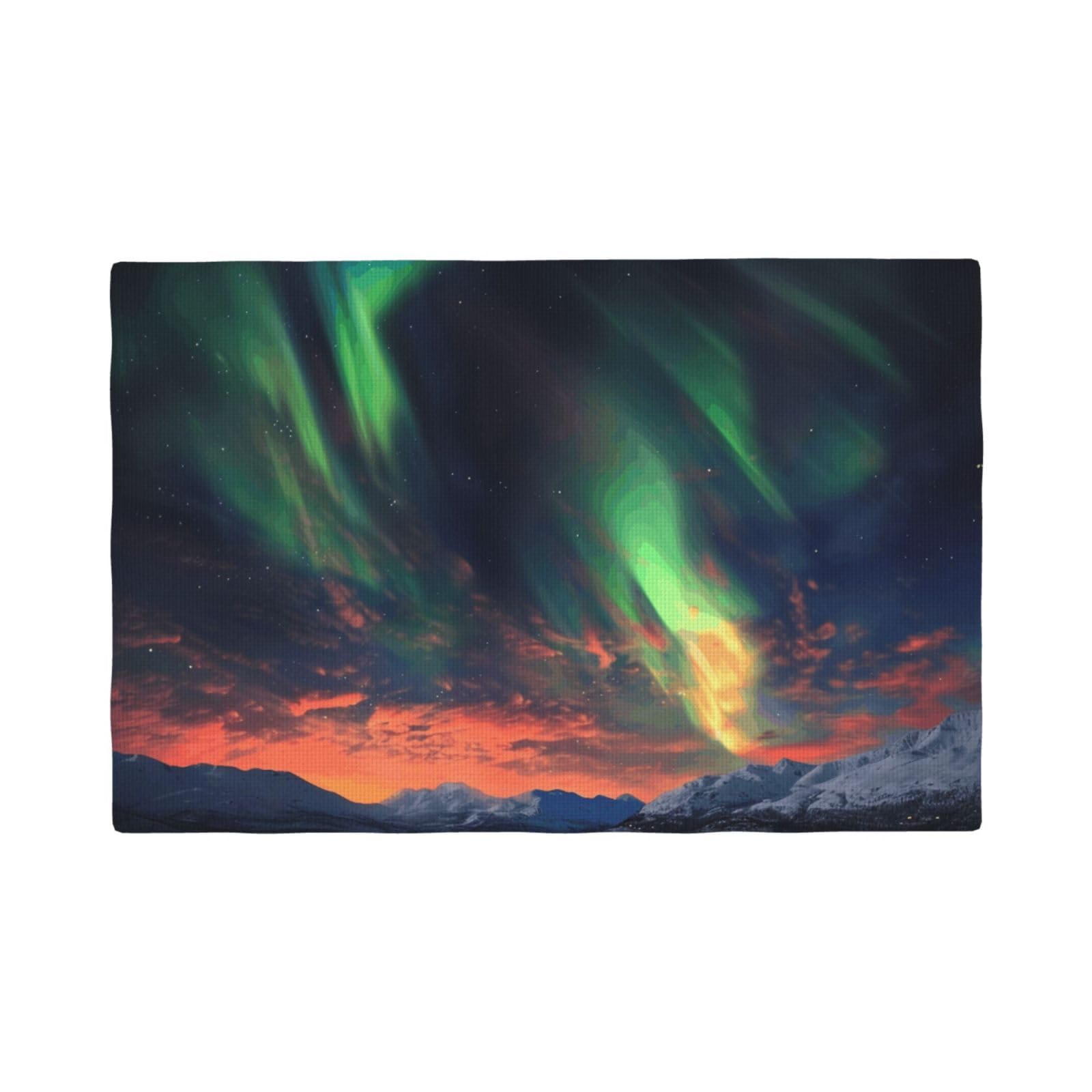 aurora Print Placemats Set, Heat Resistant Washable Placemat 12x18in Table Mats for Party Kitchen Dining Table Decoration Indoor Outdoor, Four Pieces