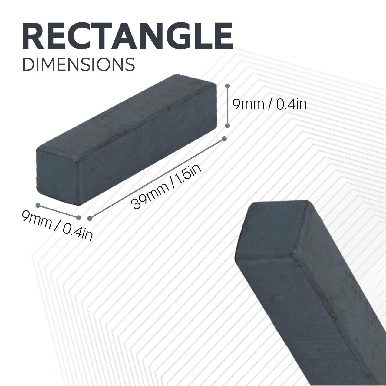 Aimants de Ferrite Y10 Pour Les Arts, L'Artisanat, la Fabrication de Modèles, Le Bricolage et Les Passe-Temps - 9mm x 9mm x 39mm D'Épaisseur - 0,16kg de Traction - Pack de 100