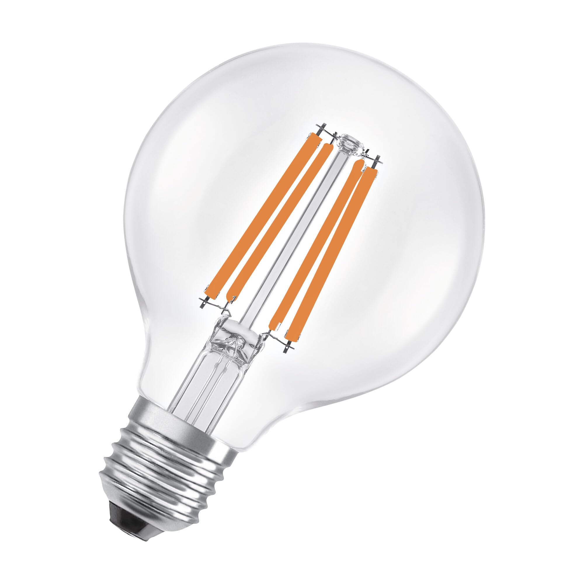 Osram dalla classica forma a globo, con filamento LED decorativo, classe di efficienza energetica A, E27, 5 W, 1055 lm, 2700 K, bianco caldo. luce immediata al 100%. Sfarfallio basso.