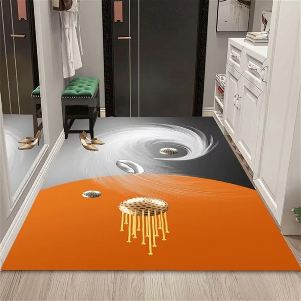 Tapis d extérieur 50x70cm orange et gris de haute qualité