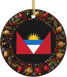 Antigua Barbuda Flag Christmas Ornaments, Ceramic Christmas Pendant Ornament, Xmas Tree Hanging Decoration, Holiday Decorations, Family Ornaments 2025 Gifts