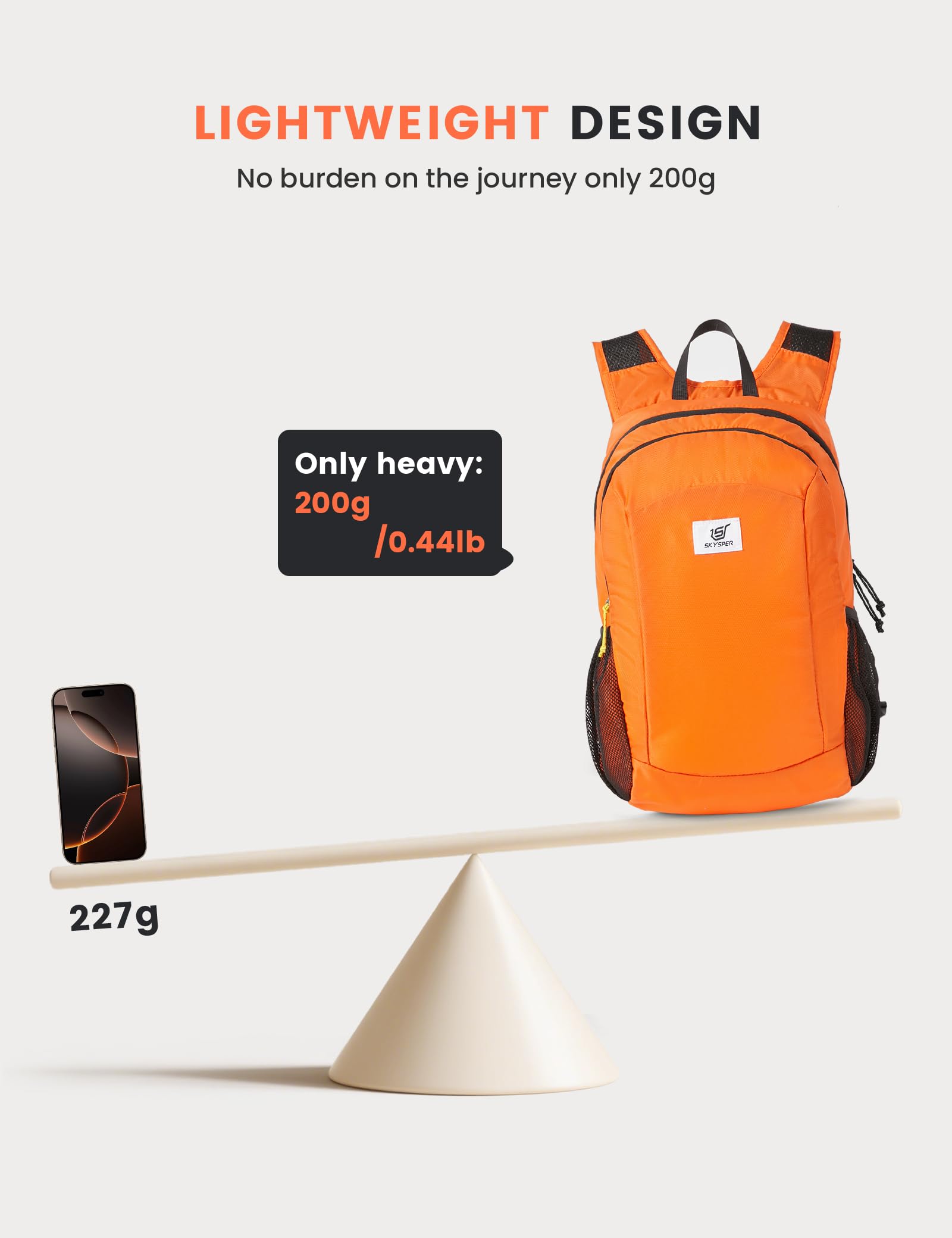 SKYSPER ISHELL16 Zaino Ultraleggero Pieghevole Antivol | 16L Unisex - Trekking, Viaggio & Campeggio