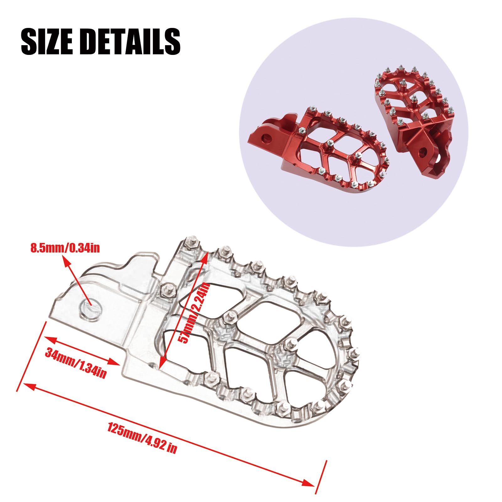 Red Aluminum Foot Pegs For Honda CRF110F (2013-2024) & CRF125F (2014-2024) Dirt Bikes