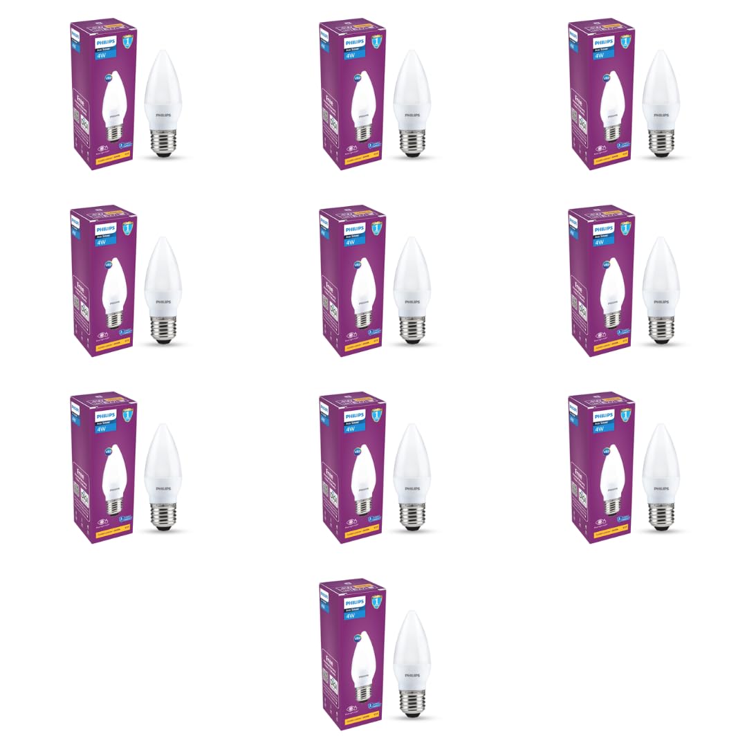PHILIPS 4W LED Frosted Candle Bulb | Warm White 3000K | E4 Base | Energy Efficient Decorative LED Light | Soft Glare-Free Illumination | Pack of 10-image-35