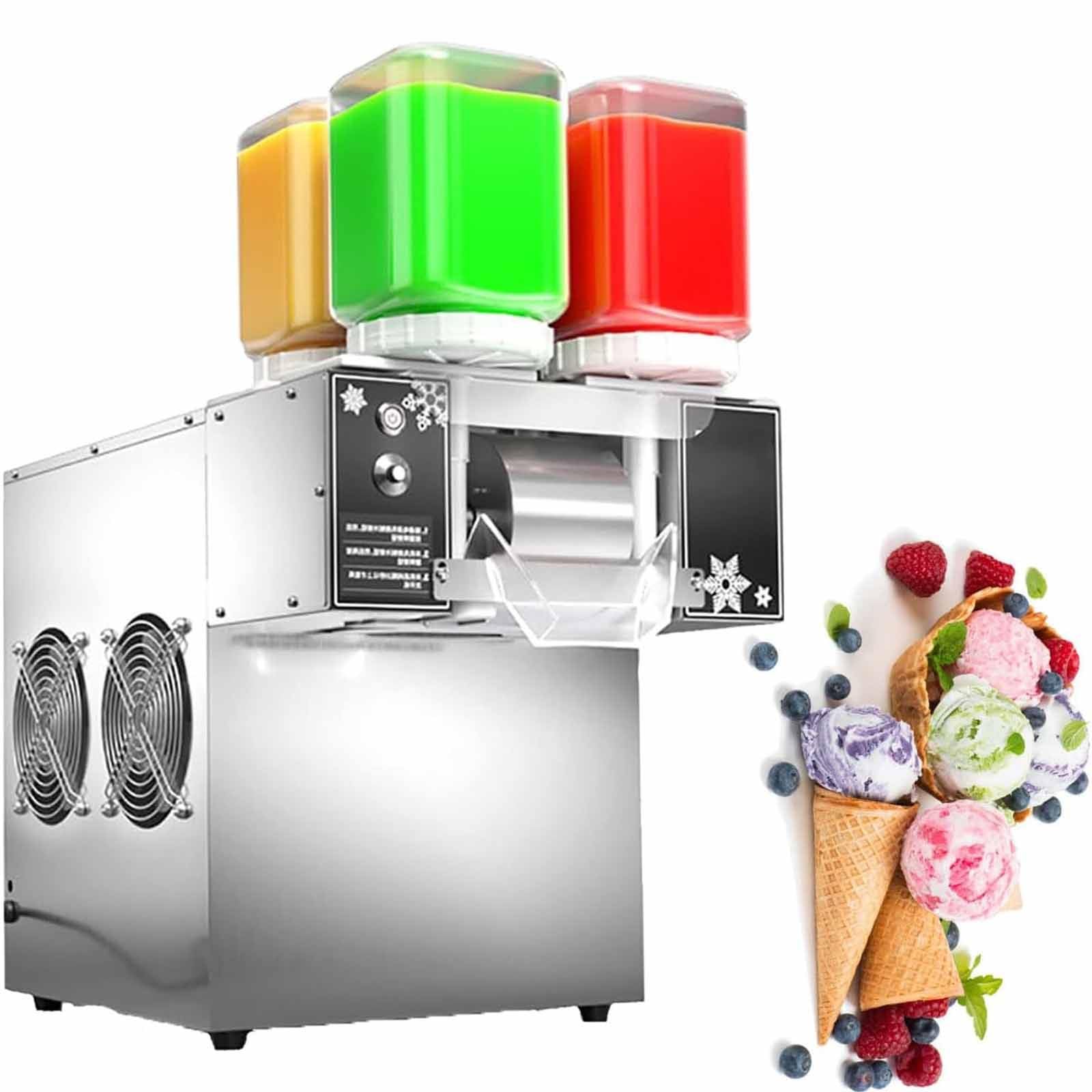 Máquina de Hielo Comercial de la Esposa de Nieve, afeitadora eléctrica 1200W para Batidos y Batidos, ajustes Ajustables, construcción de Acero Inoxidable con 4 Cubos