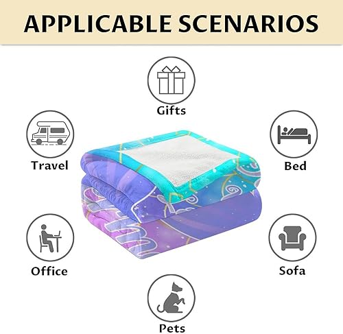 Miniatura 6 de Manta de cola de sirena  Mantas suaves y peludas para niñas  Manta pequeña de 40 x 50 pulgadas para cama y sofá  Regalos lindos morados