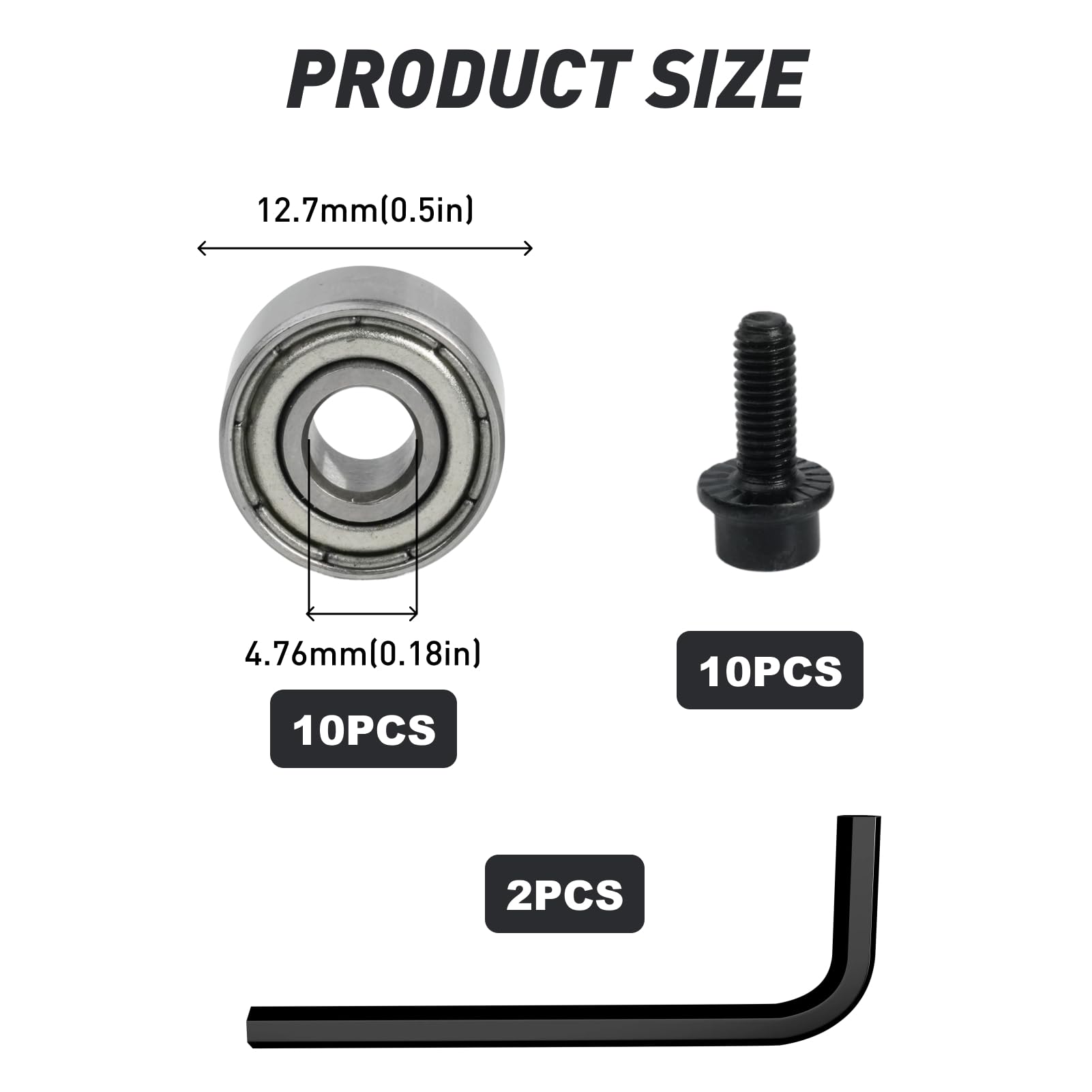 10 pezzi cuscinetto per fresa 4,76x12,7mm con vite e utensile, cuscinetto a sfere per fresa a filo, per torni, motori, fresatrici(4.76x12.7 10pcs)