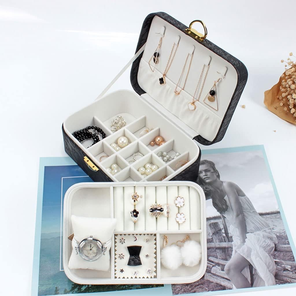 Jewelry Organizer Jewelry Box Double Storage Box Cosmetic Box Ring Earring Necklace Bracelet Watch Small Jewelry Storage Box Jewelry Box (Color : 1) (B)