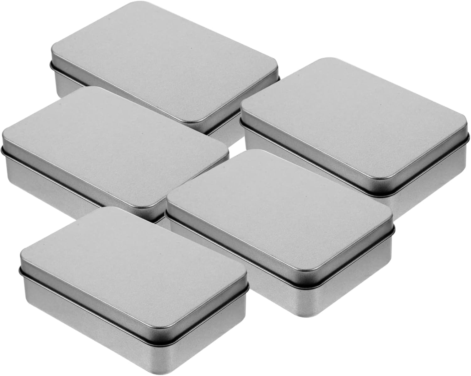 Tofficu Box of 5 Tinplate Candy Containers Jewellery Gift Boxes Hinged