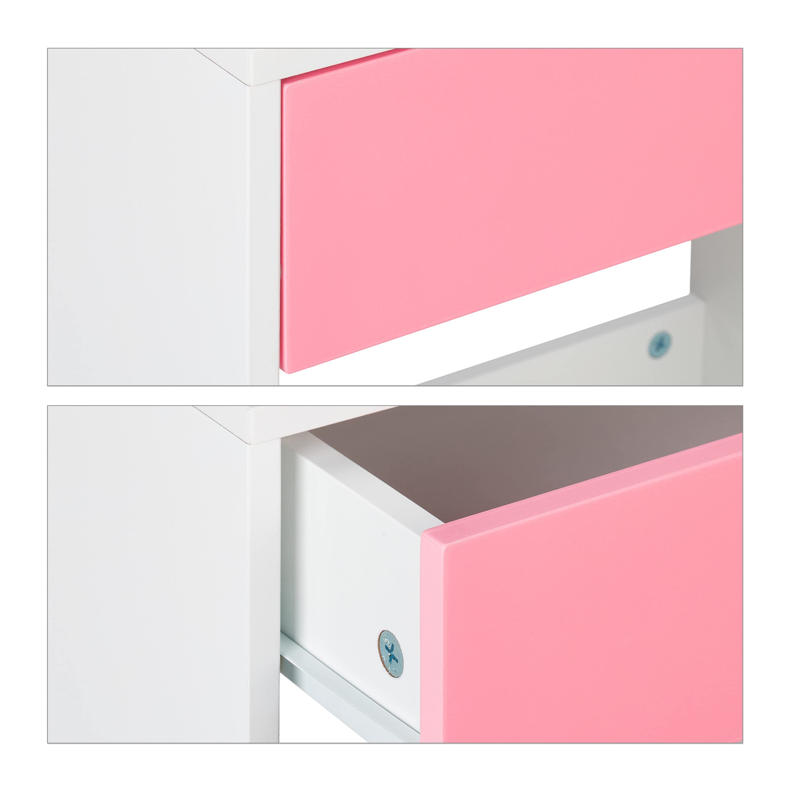 Relaxdays Scrivania e Sedia per Bambini, con Cassetto e 2 Ripiani Aperti, in MDF, Design Cigni Innamorati, Bianco Rosa