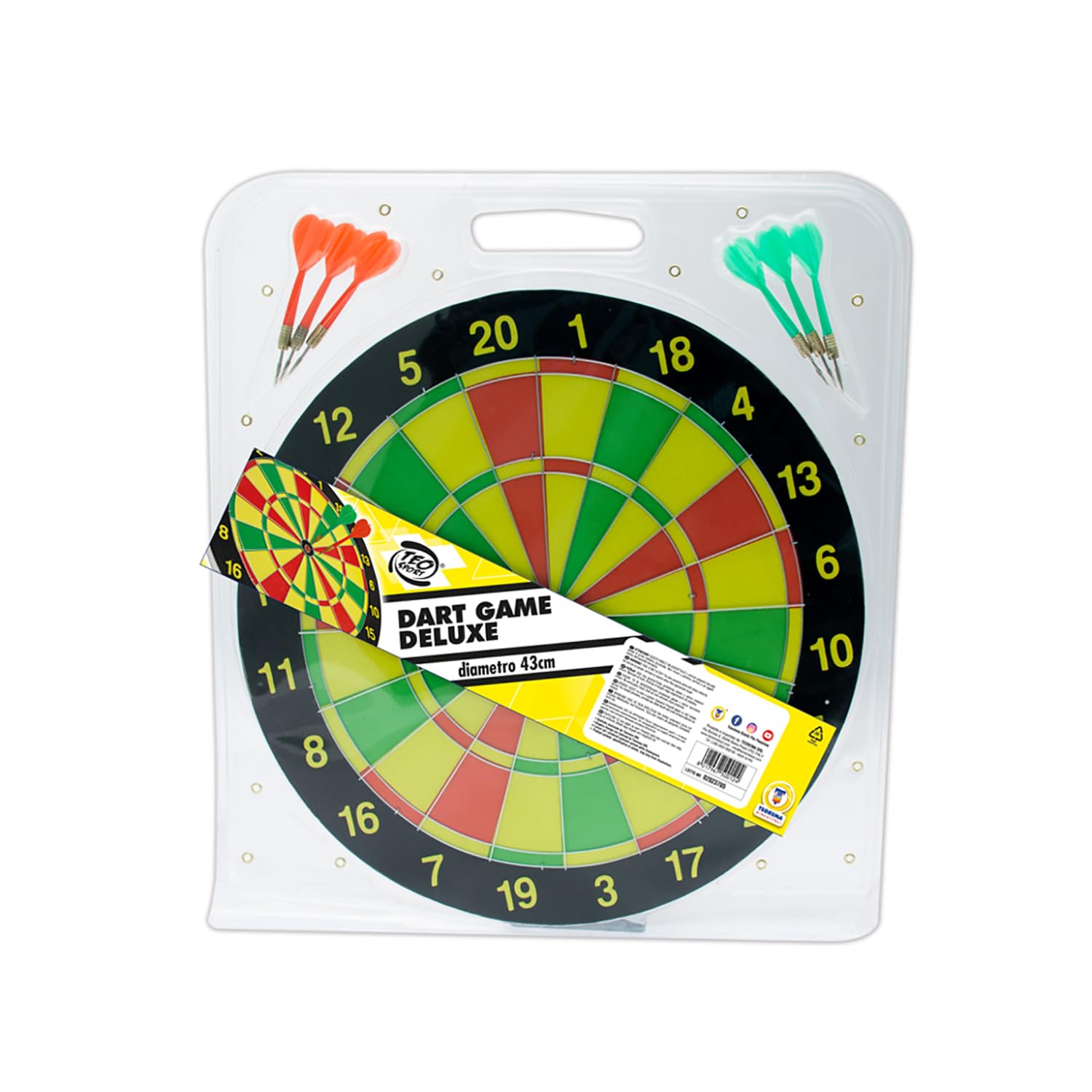 Gioco Bersaglio Con 6 Freccette – Diametro 43 Cm (Modello 50012) – Divertimento Per Tutta La Famiglia