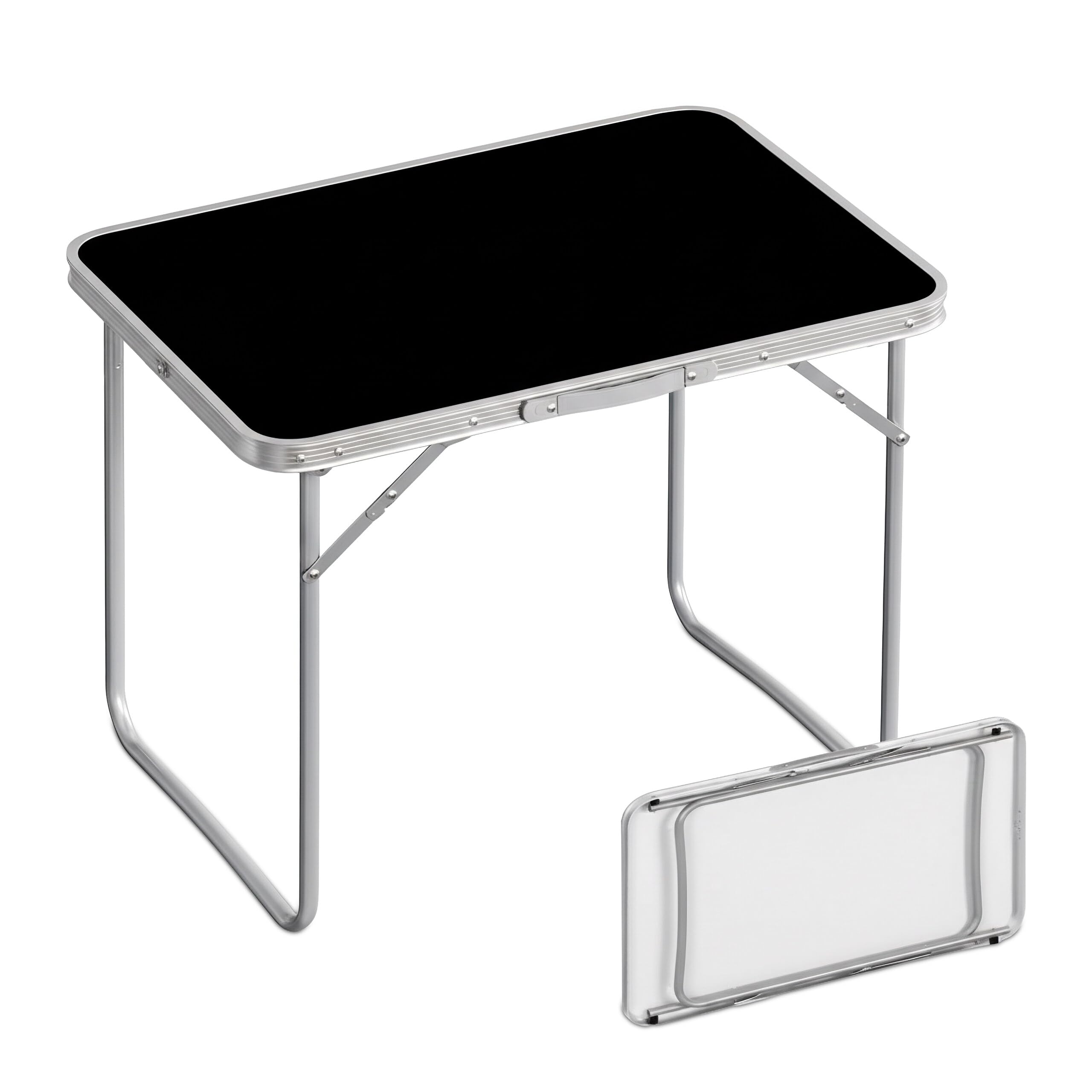 Relaxdays Table de Camping | table d'appoint pliable, H x L x P 68,5 x 70 x 50 cm, camping/pique-nique, aluminium, noire