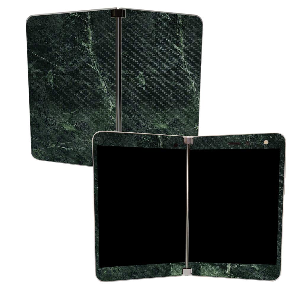 MIGHTY SKINS MightySkins Carbon Fiber Skin for Microsoft Surface Duo - Green Marble | Protective, Durable Textured Carbon Fiber Finish | Easy to Apply, Remove, and Change Styles | Made in The USA