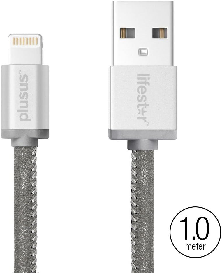 PlusUs Charger Cable USB-A Lightning | Certified From Apple 1m Moonlight Silver