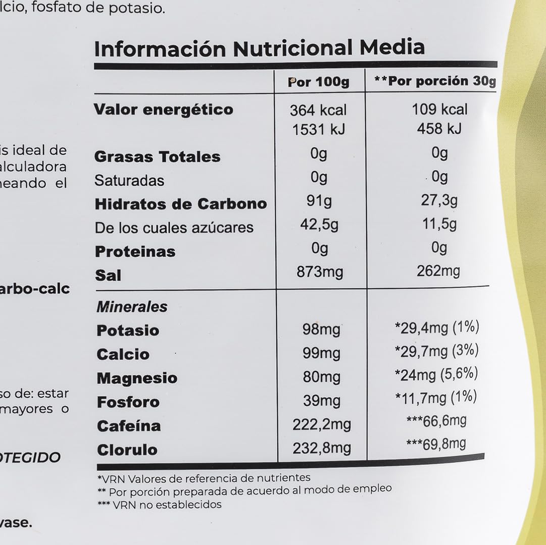 Bebida Deportiva En Polvo Con Cafeina Natural De Mate Verde Con Carbohidratos Mezcla 1-0'8 Y Electrolitos Para Hidratacion Y Rendimiento Deportivo 1Kg XTRATUS
