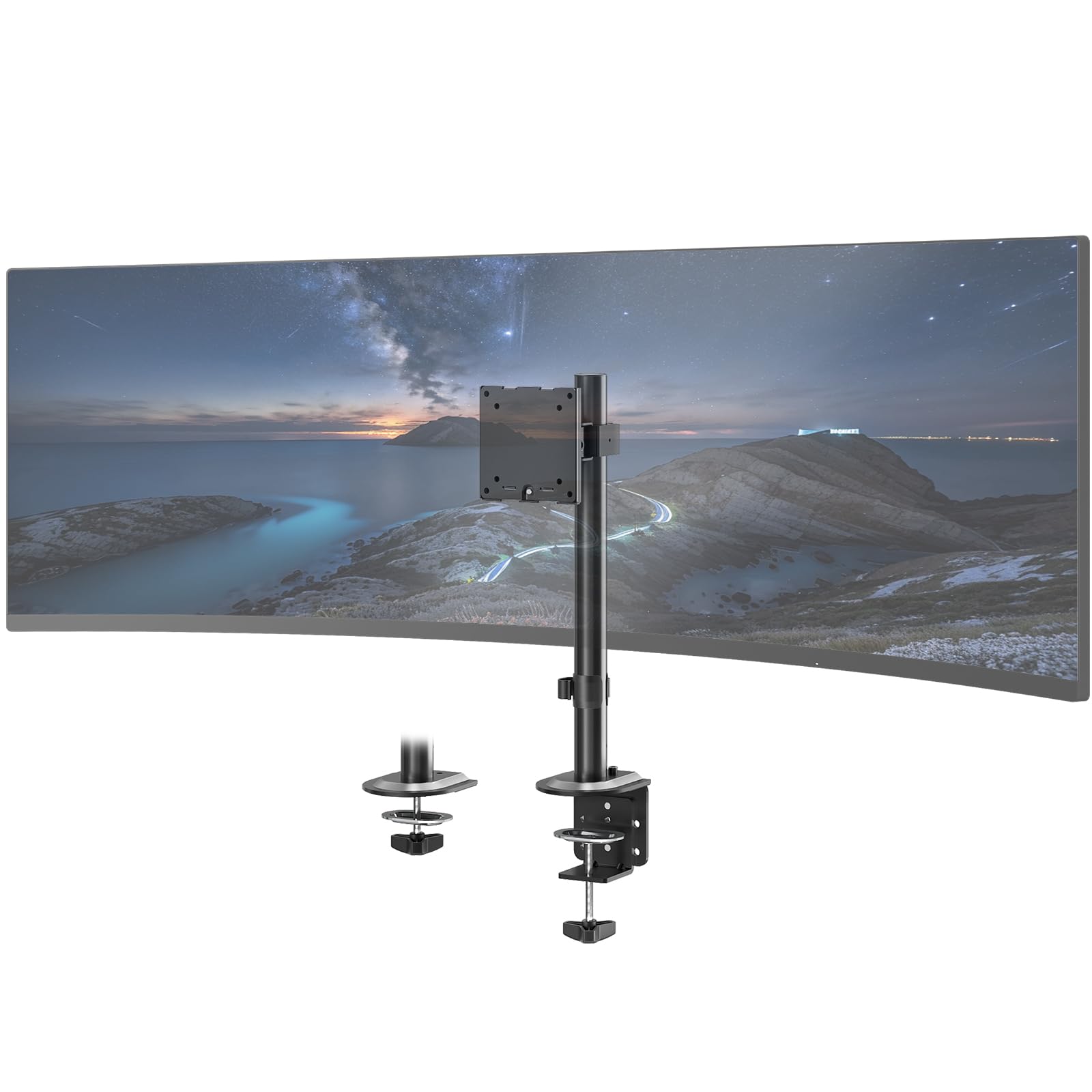 Supporto per monitor da 1 monitor 17-49 pollici - Supporto verticale regolabile in altezza con 20 kg, inclinabile orientabile rotabile, VESA 75/100 mm, Nero
