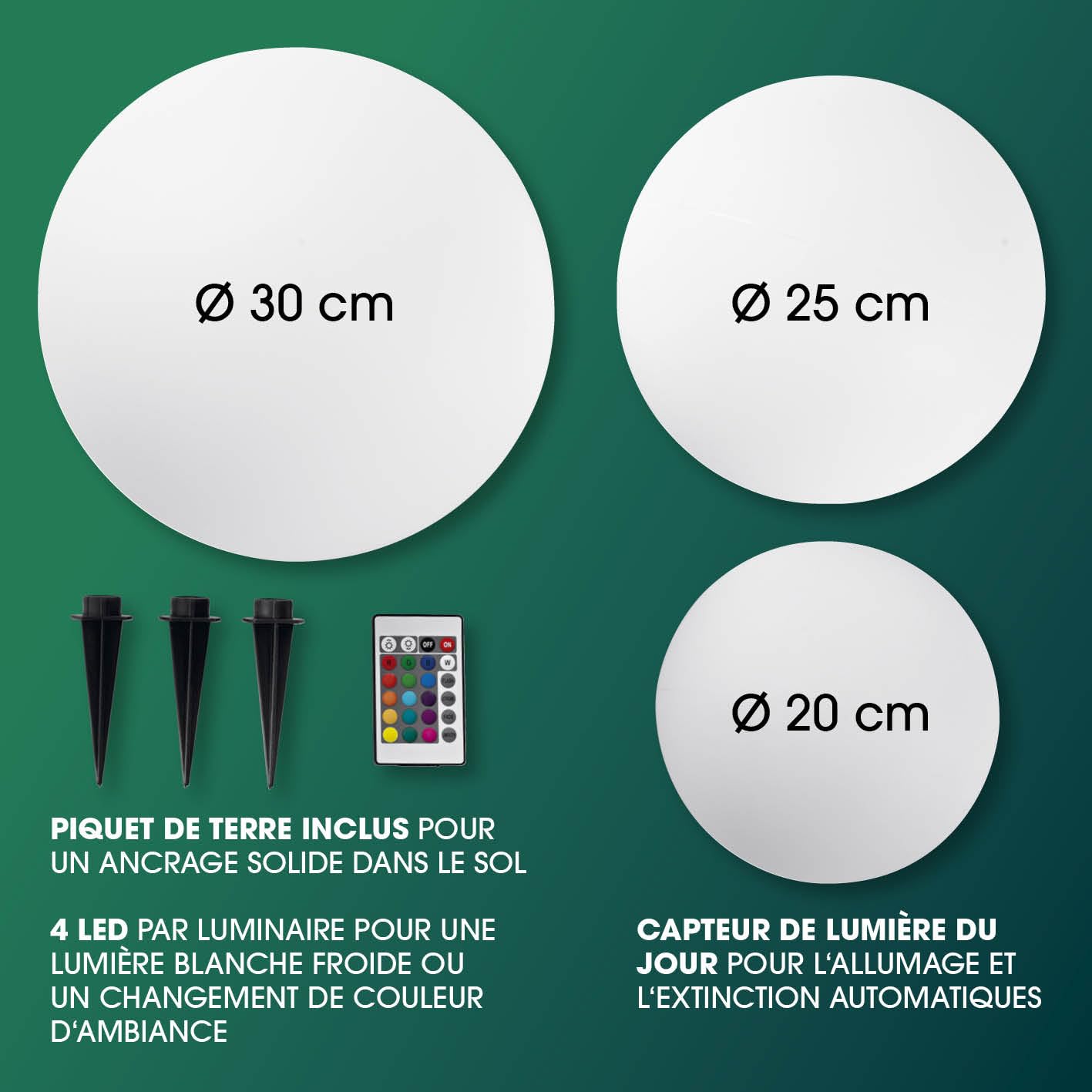 EASYmaxx Lampe solaire LED avec changement de couleur - Lampe de jardin décorative avec éclairage LED - Magnifiques effets de lumière avec capteur de lumière du jour pour l'intérieur et l'extérieur -