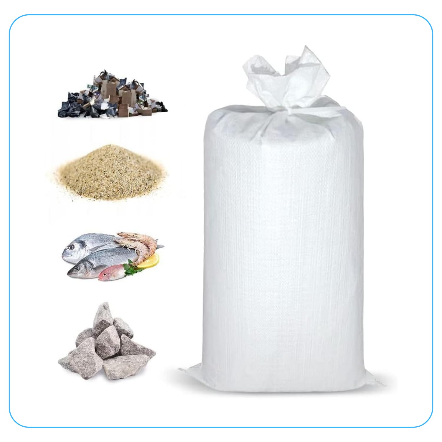 Sac à Gravat 50x80 cm Lot de 50 - Sacs en Polypropylène Alimentaire pour Cereale Chantier Riz et Grain | Sacs de Chantier, de Jardin et à Sable | Tissés PP | Réutilisables (50)