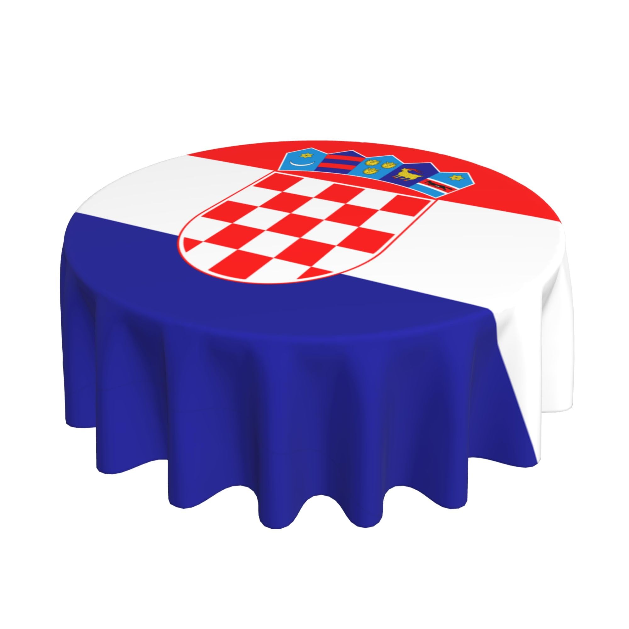 HLBSDM Croatian Flag 60" Restaurant Circle Decor Tablecloth Festive Table Cover Round Art Desk Cloth