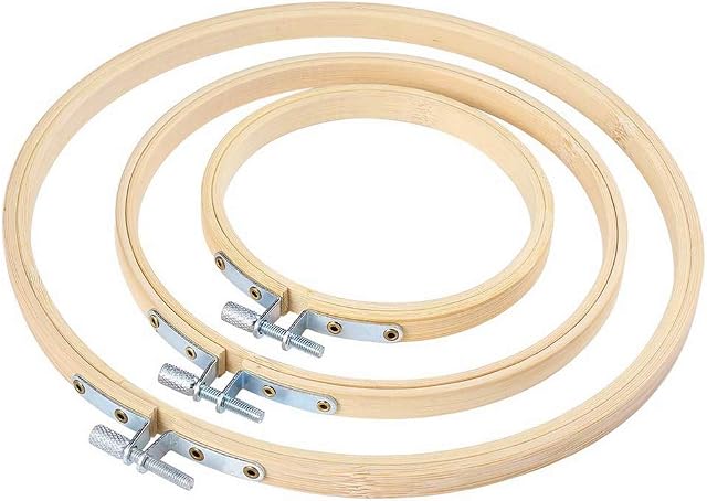 3 Pcs Round Embroidery Hoops, Bamboo Circle Cross Stitch Hoop Ring Supplies for Handmade Art Craft Sewing