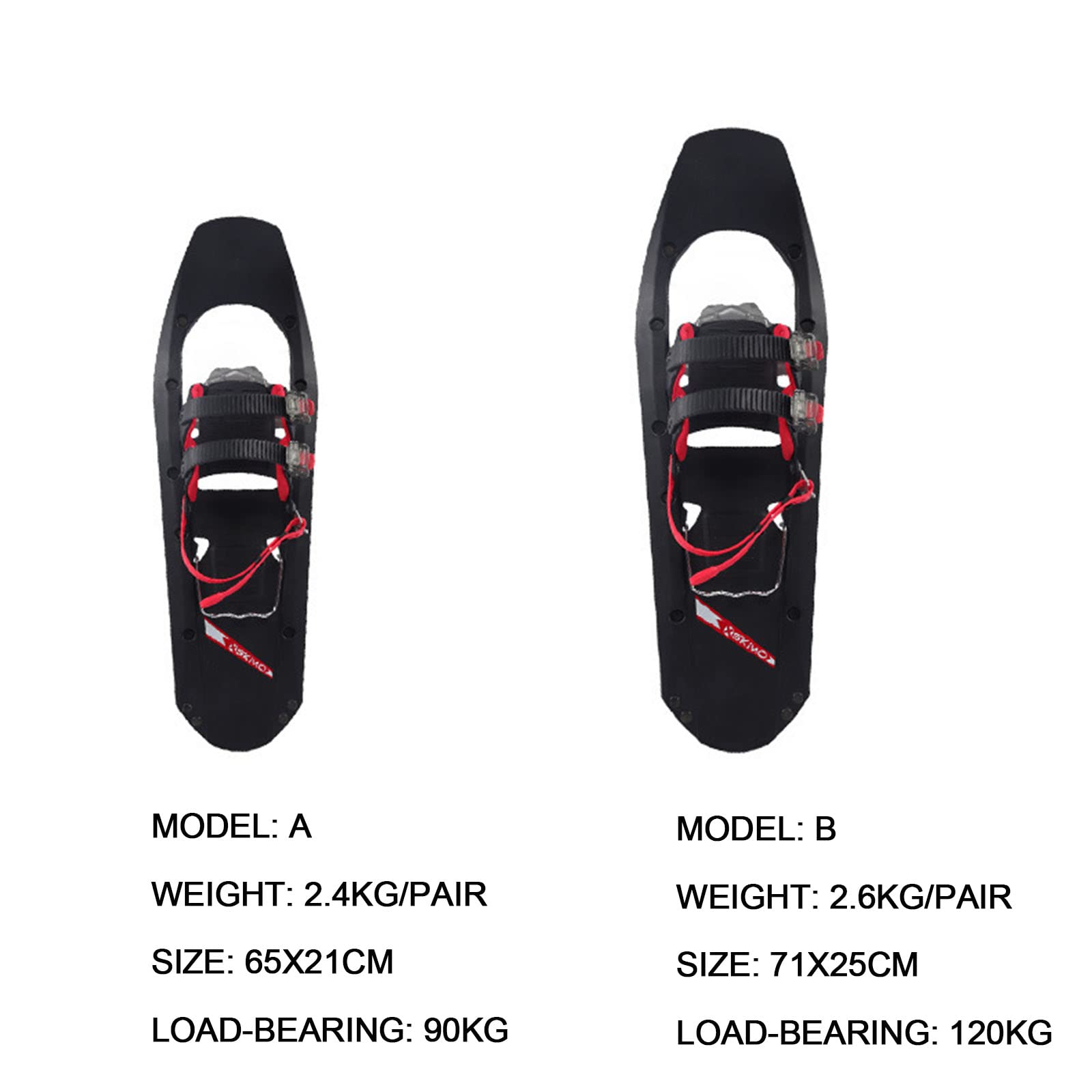 Raquettes À Neige Hommes Femmes pour Adulte, Poids Léger Chaussures De Neige avec Crampons Antidérapants en Aluminium, Fixations Ajustables,65/21CM