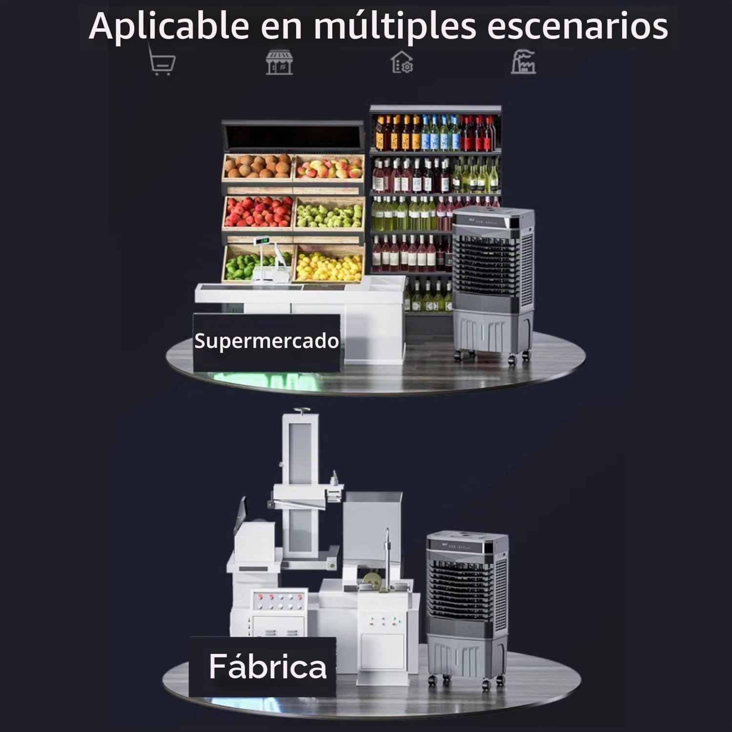 Aire Acondicionado Portátil Sin Tubo Enfriador de Aire Silencio con Modo Dormir Temporizador de 1-12Horas 3 Modos Oscilación 120°Tanque de 50 L Enfriador de Aire Portátil para Hogar Oficina