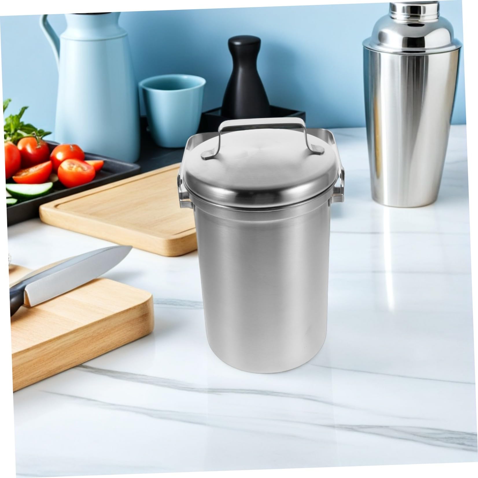 Lurrose Poubelle Compost la Cuisine en INOX 3L Couvercle Étanche, Bac à Déchets Alimentaires pour Recyclage Domestique et Usage en Intérieur