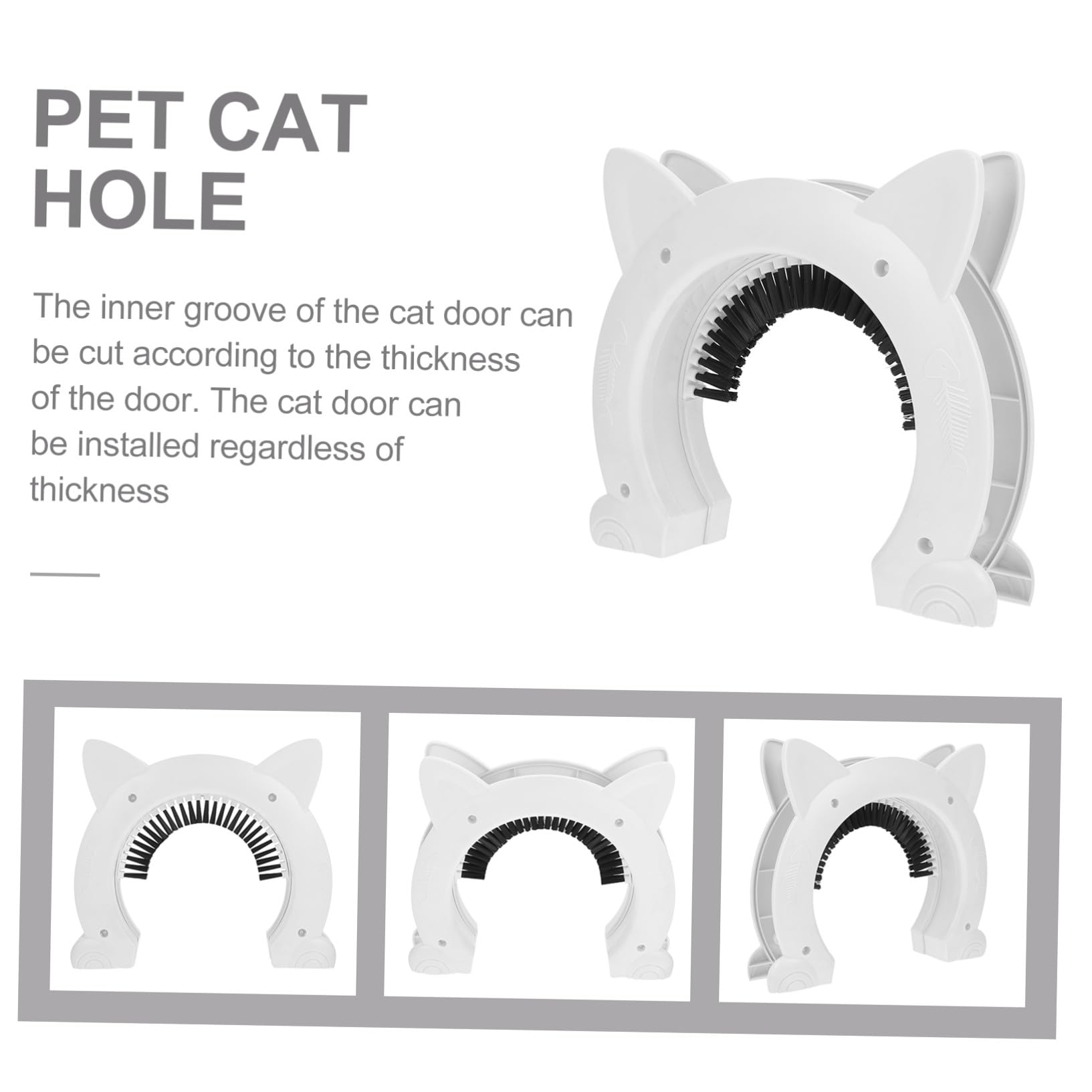 VILLCASE Chatière Porte Intérieure avec Brosse Intégrée en Plastique Abs Blanche Sécurisée et Pratique Installation Facile en 1 Set pour Chat pour Animaux Domestiques