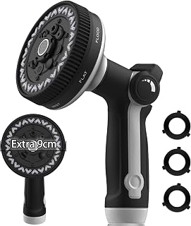 Garden Hose Nozzle | Heavy-Duty Metal Hose Sprayer Nozzle - 9cm/3.5" Ultra-Wide Spray, 8 Adjustable Nozzle Modes, Water Hose Nozzles for Watering, Cleaning, Pets & Car Washing (New Upgraded)