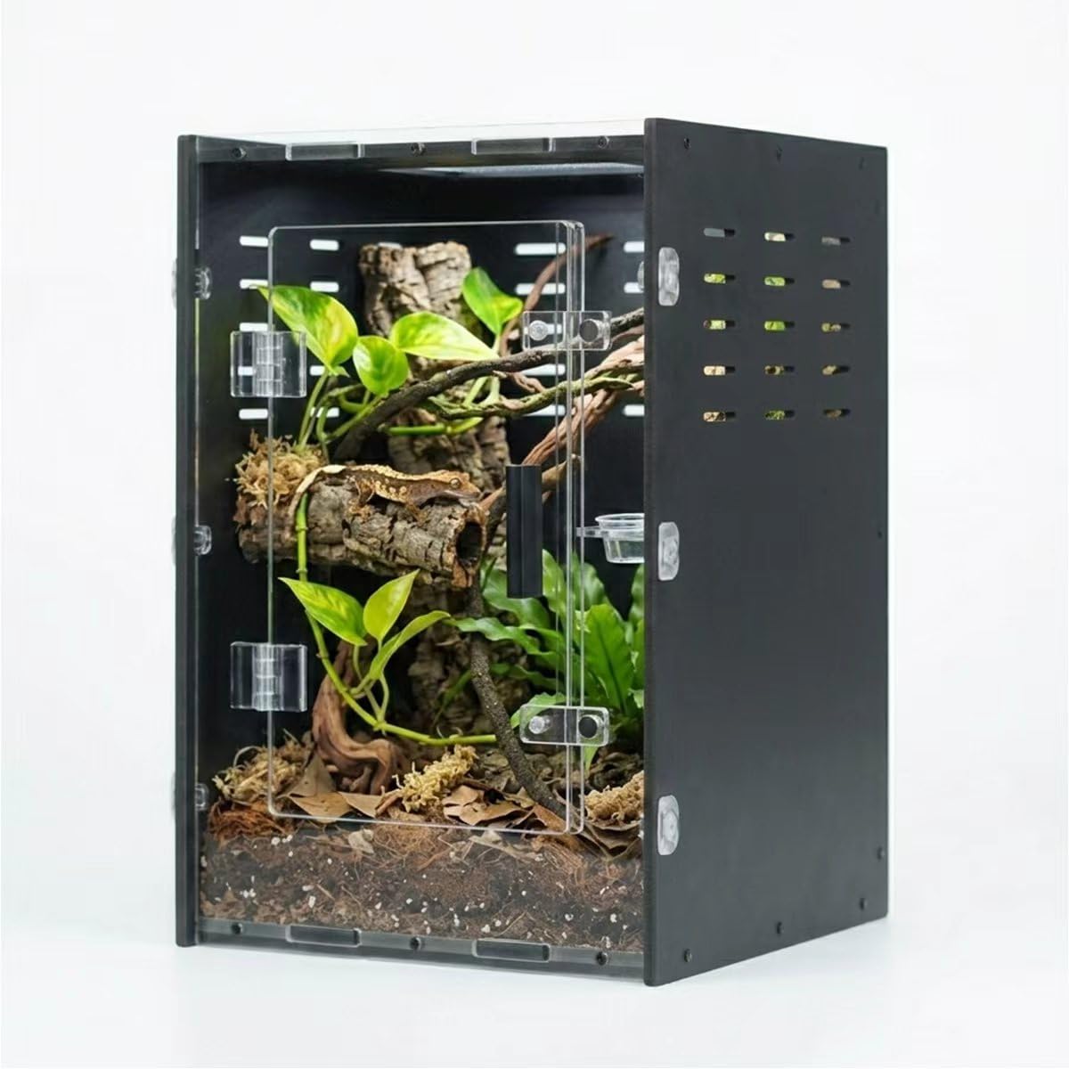 maiyuolg 8x8x12 Black PVC Terrarium Vertical for Spider Reptile