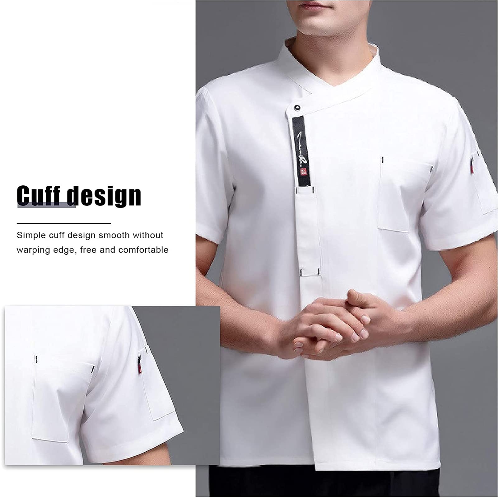 Płaszcz szefa kuchni Mężczyźni Kobiety Unisex Mężczyźni Profesjonalna restauracja Top Chef Uniform Kuchnia Gotowanie Odzież robocza Kurtka Catering Kelner Kombinezony Stroje (kolor: czarny, rozmiar: D