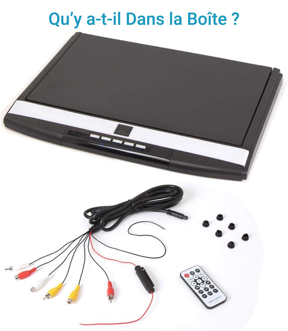 Pyle Écran Plafonnier Voiture 17,3 Pouces LCD Rabattable - Moniteur de Toit HD 1080p avec HDMI, USB, Micro SD, Émetteur IR pour Casque sans Fil, FM, Haut-Parleurs Intégrés, Télécommande