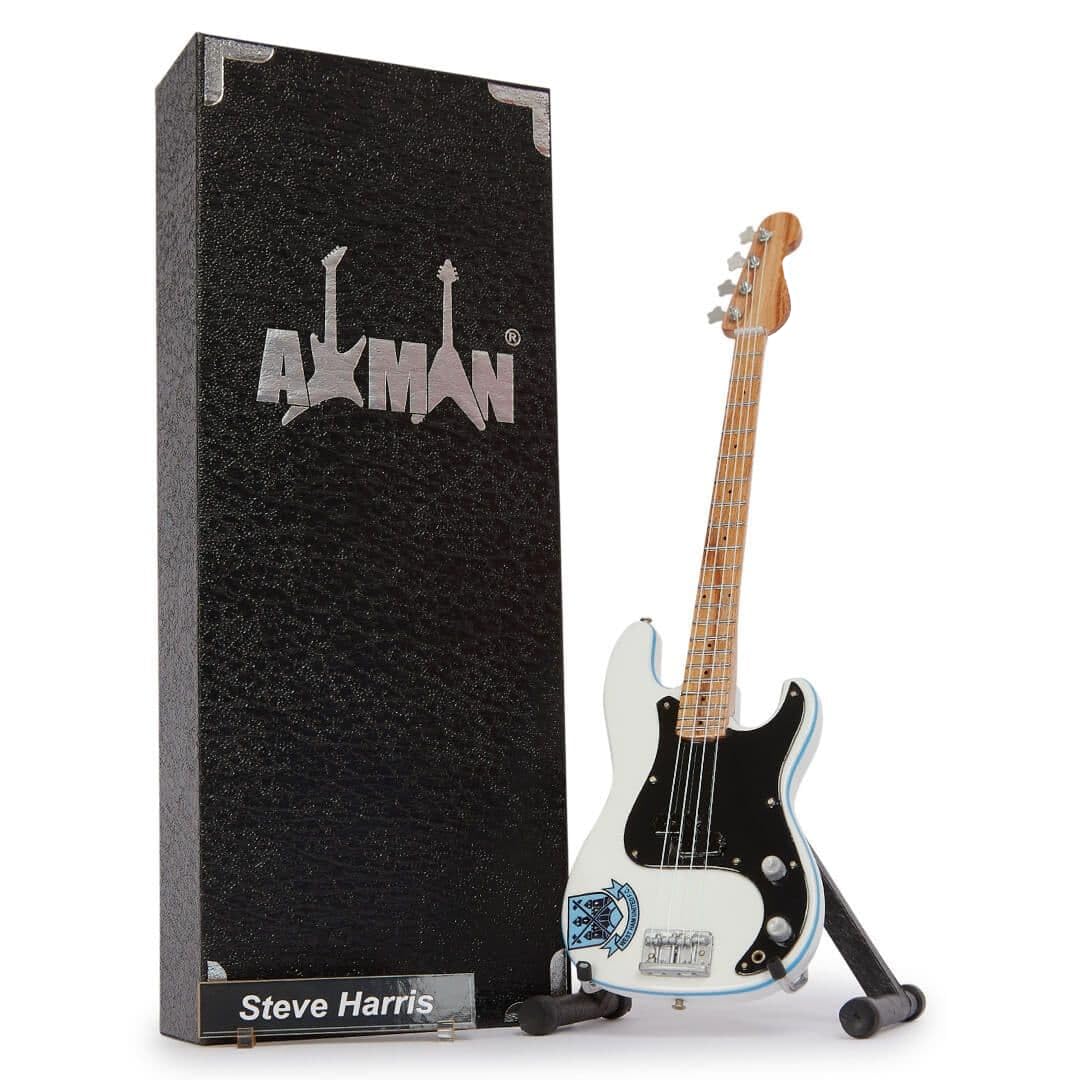 Axman Steve Harris (Iron Maiden) Bass Guitar Miniature Replica Music Gift 1/4 Scale Includes Display Box Name Tag Miniature Guitar Stand