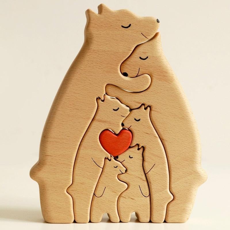 Rompecabezas de madera personalizado para familia de osos, regalo para la familia, esculturas de madera de rompecabezas, arte de madera,
