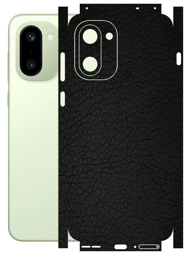 AtOdds - Full Body Back Screen Guard Protector Film - 3D Textured Lamination Wrap Skin Sticker Compatible with OnePlus 15R | Scratchproof Matte Finish (Design - Black Leather)