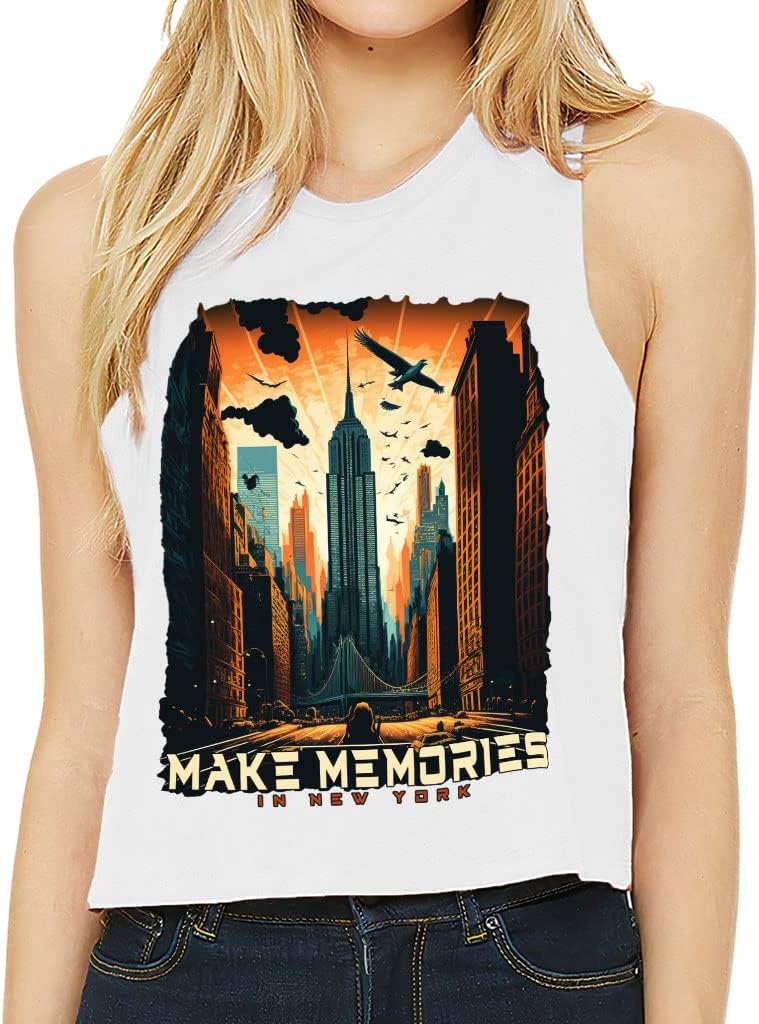 New York City Racerback Cropped Tank - Trendy Women's Tank - Cool Printed Tank Top