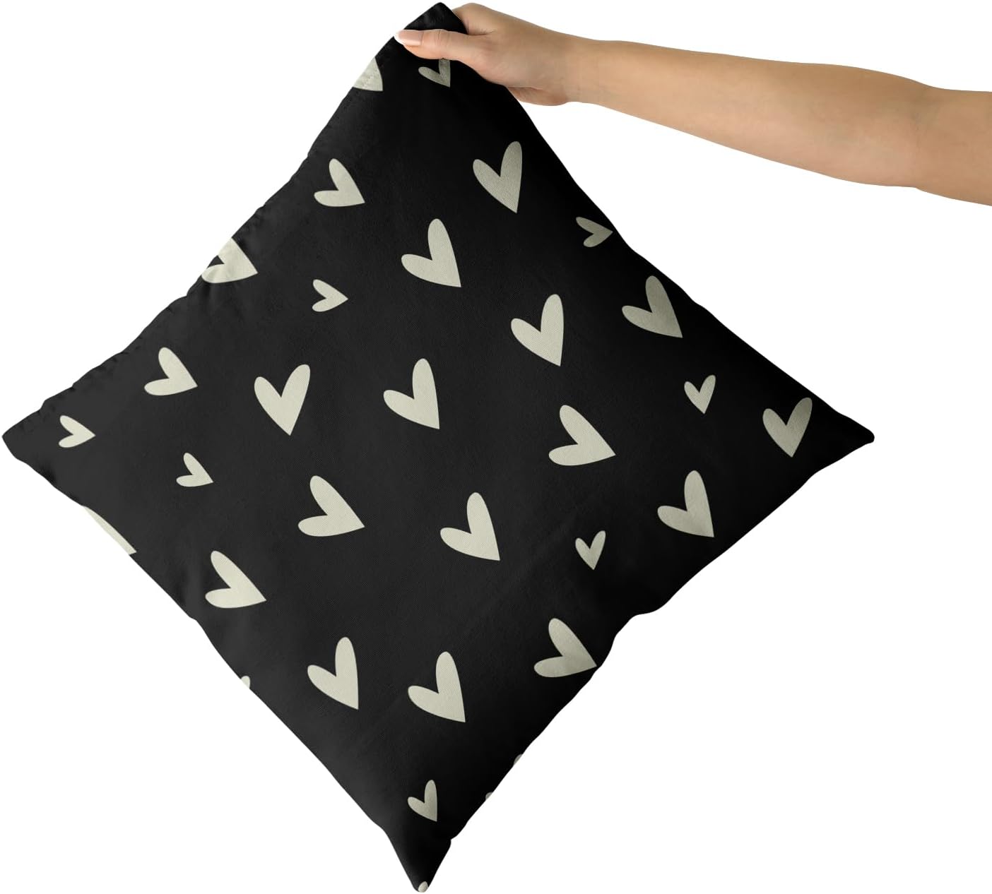 Black Valentines Pillow Covers 24x24 Set of 2 Valentine' Day Love Heart Holiday Decorative Throw Pillows Romantic Valentine Themed Gifts Pillowcase Cotton Square Cushion Cover for Couch Bed Soft