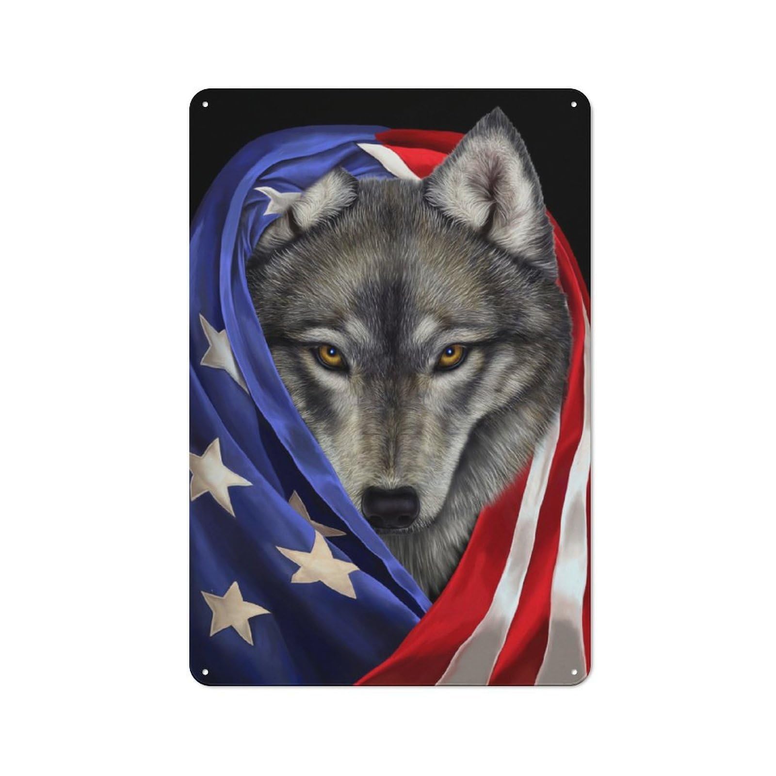 Junmoney Timber Wolf Usa Patriot Metal Sign 30X20cm With For Home Bar Wall, Rustic Decor, For Vintage Wall Decor Fans, For Themed Room Decoration
