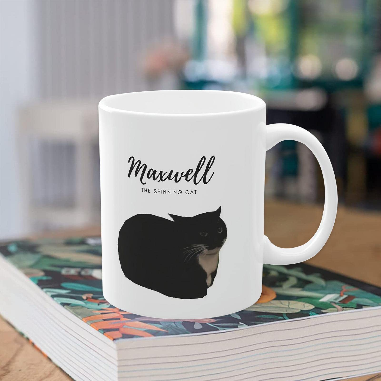 Hongjingda Tazza da caffè a forma di gatto Maxwell Funny Cat in ceramica, 11 ,8 oz