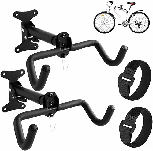 Vousile Soporte de pared para bicicleta, soporte de garaje para bicicletas, estante ajustable para almacenamiento de bicicletas (negro, paquete de 2)