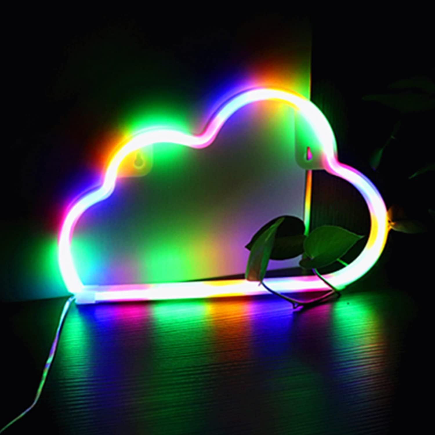 HFHungkeong Cloud Neon Sign for Wall Decor Aesthetic,LED Neon Night Lamp for Indoor Girl Boy Bedroom Game Room Birthday Festival Wedding Party,Color Cloud Lamp Powered by USB and Battery — image 1