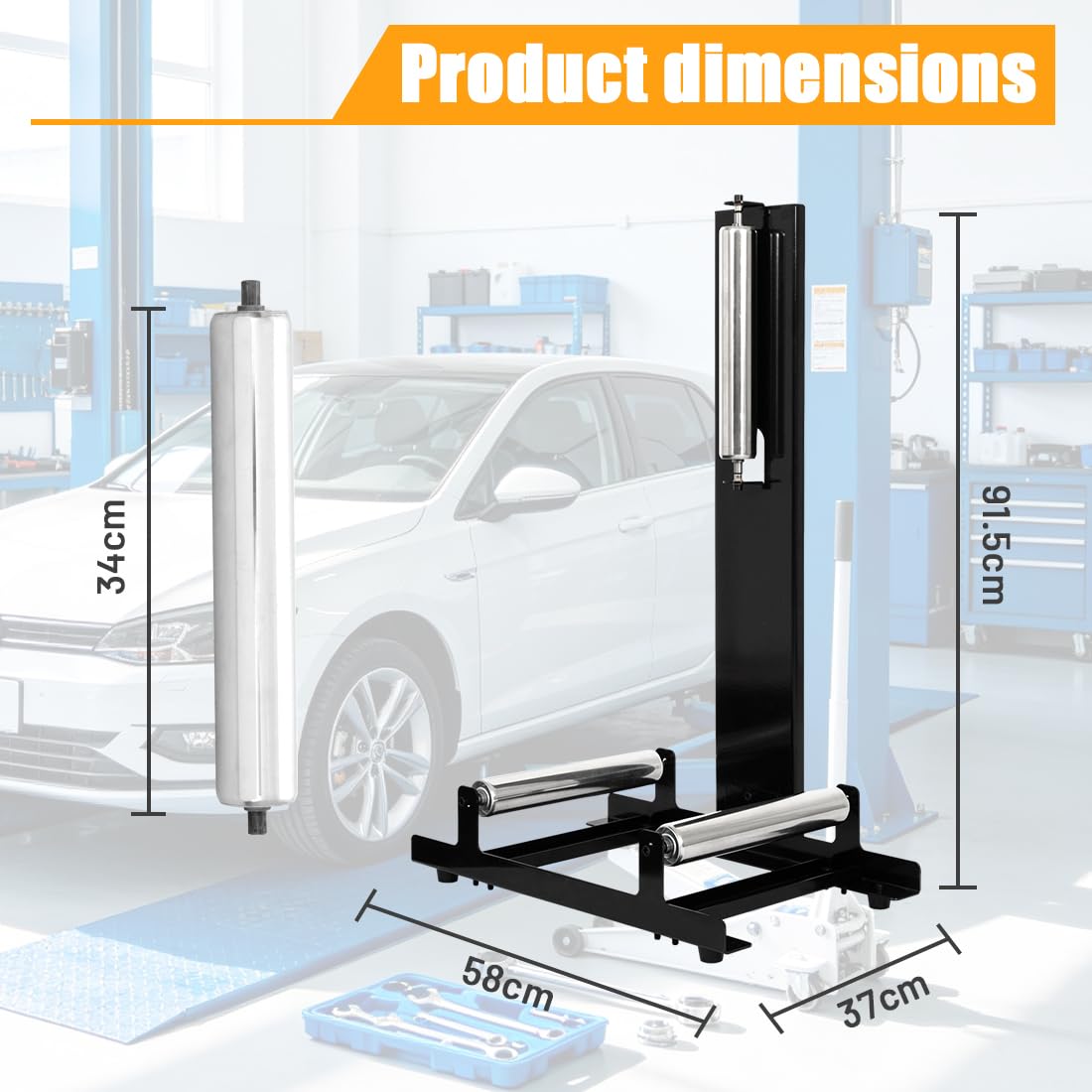 Reifenregal Reinigungsständer Autoreifen Ständer Garagen Zubehör für Reinigen und Polieren von Reifen,Tragkraft 50kg,58x36.5x89cm