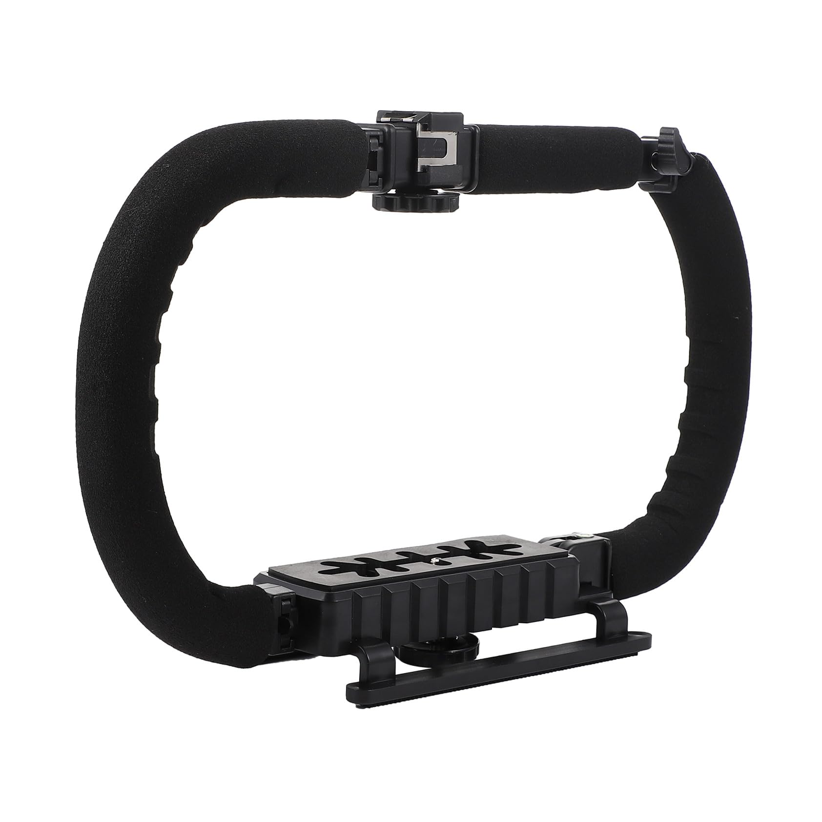 NUOBESTY Stabilizzatore Palmare per Fotocamera Dslr e Videocamere Dv Design Antiscivolo, 3 Porte Hot Shoe in Metallo e Plastica per Supporto Microfono