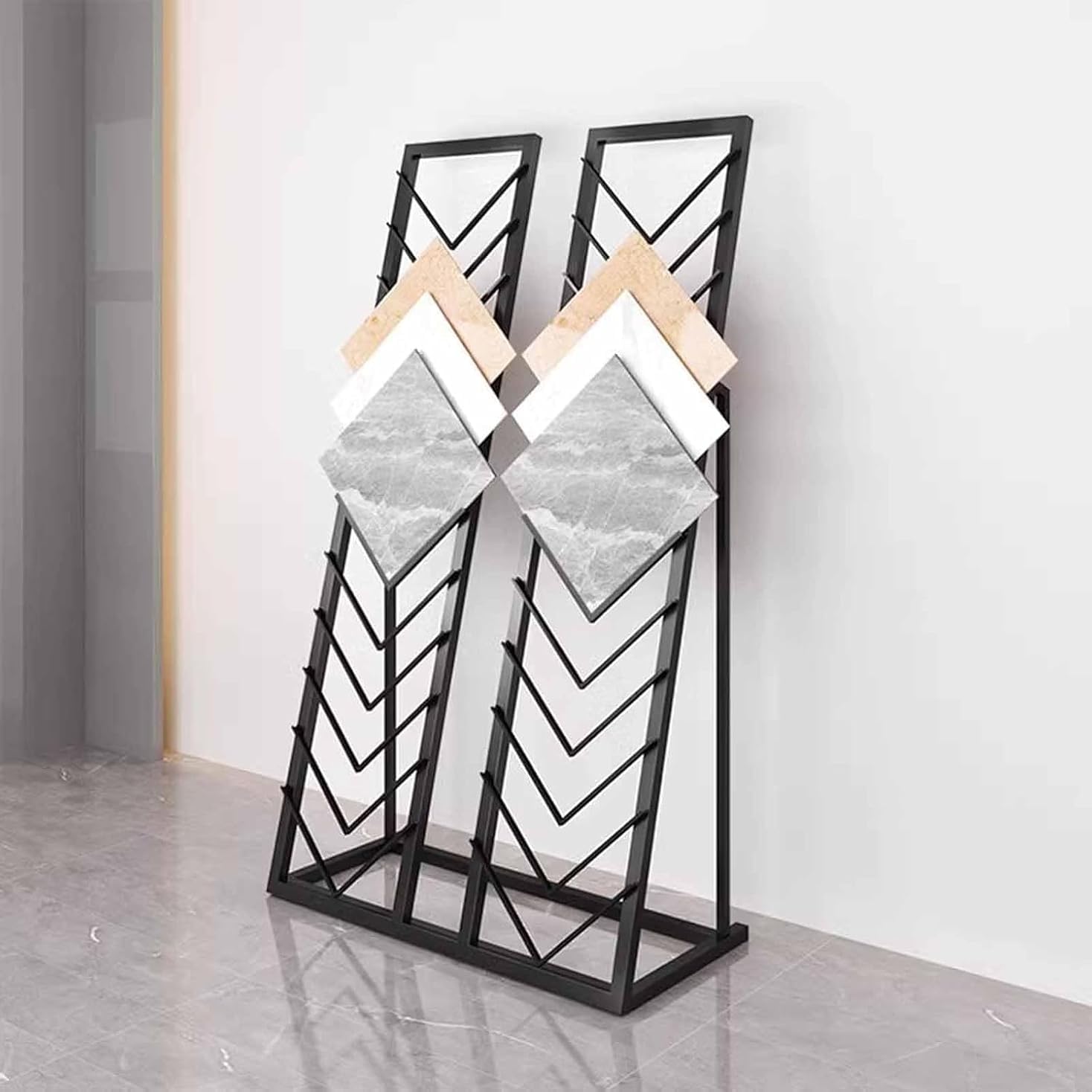 XAZLBIW Commercial Tile Sample Display Shelf, Large Capacity Marble Slab Holder for Flooring and Picture Displays