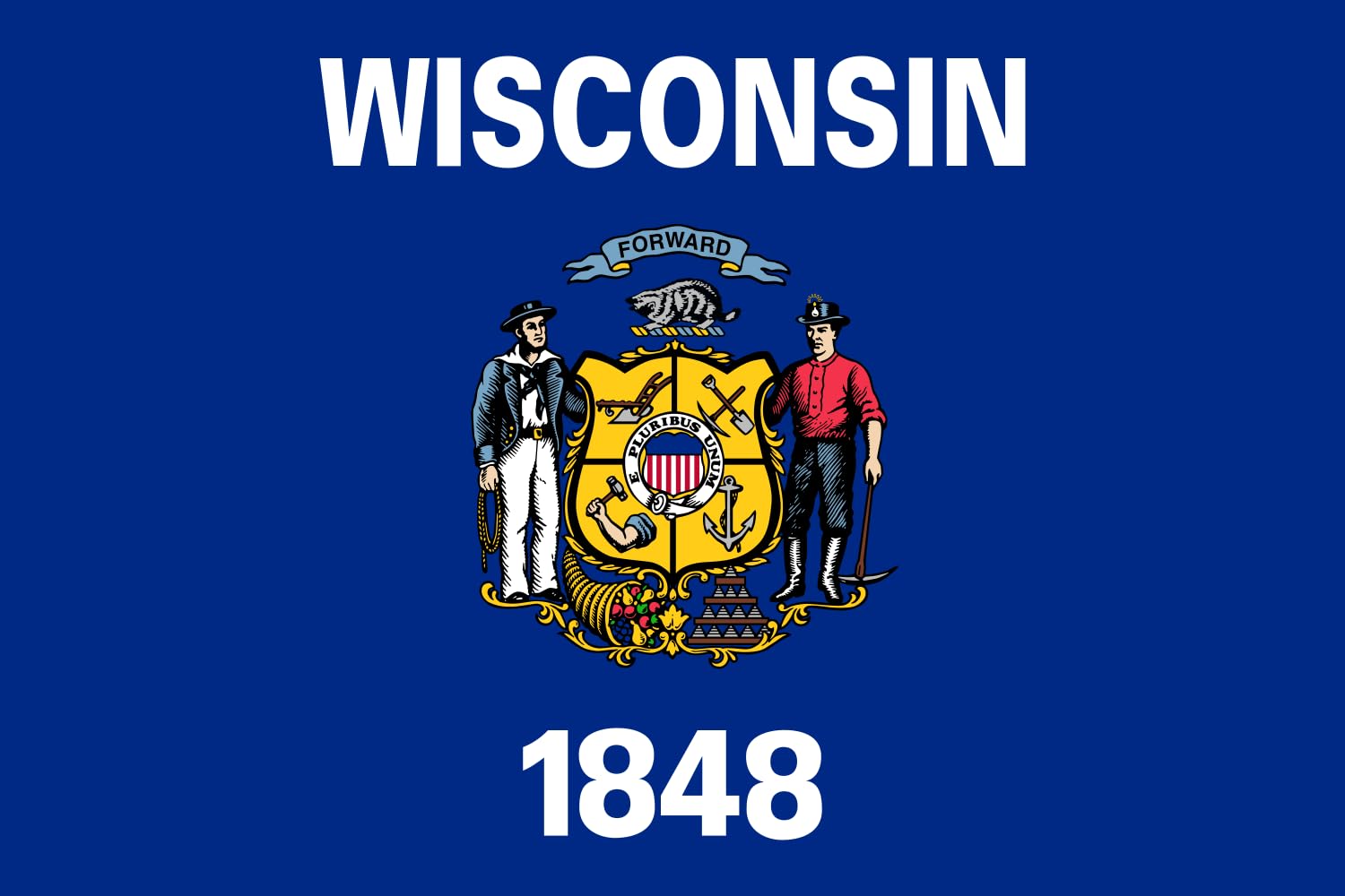 Drapeau Large Wisconsin de 1.5m² aux finitions soignées et coutures renforcées