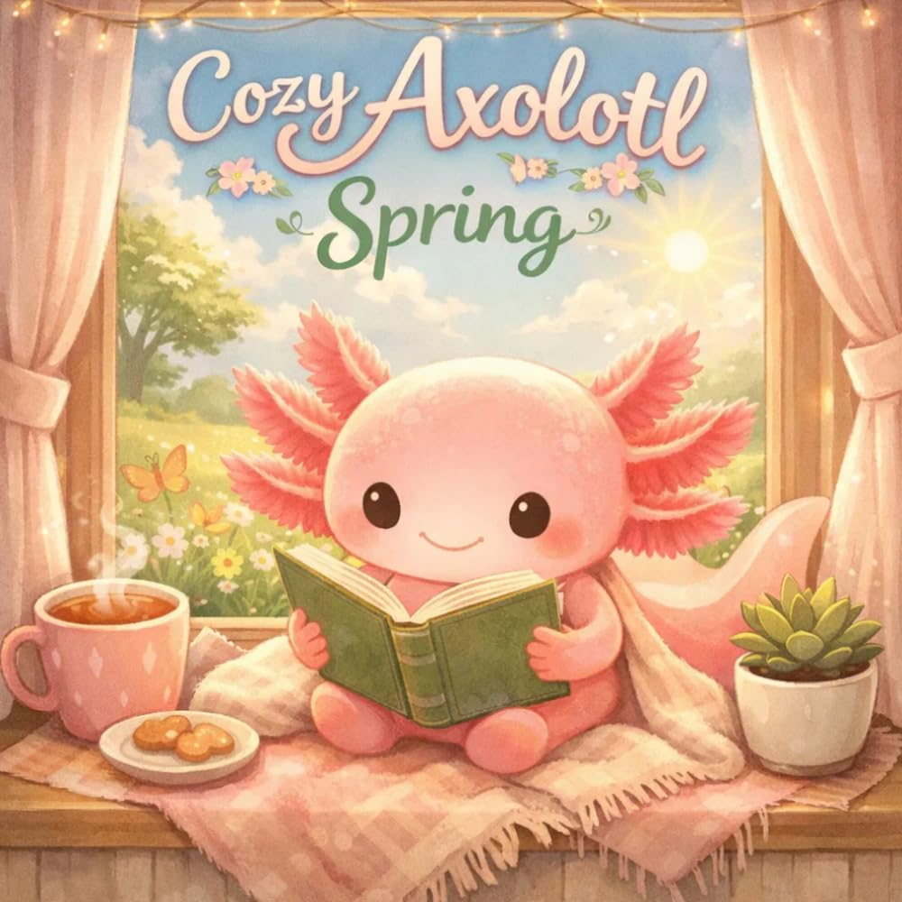 Cozy Axolotl Spring: A Cute and Relaxing Coloring Book for Teens and Adults Featuring Adorable Axolotl Moments, Cozy Scenes, and Peaceful Spring Days