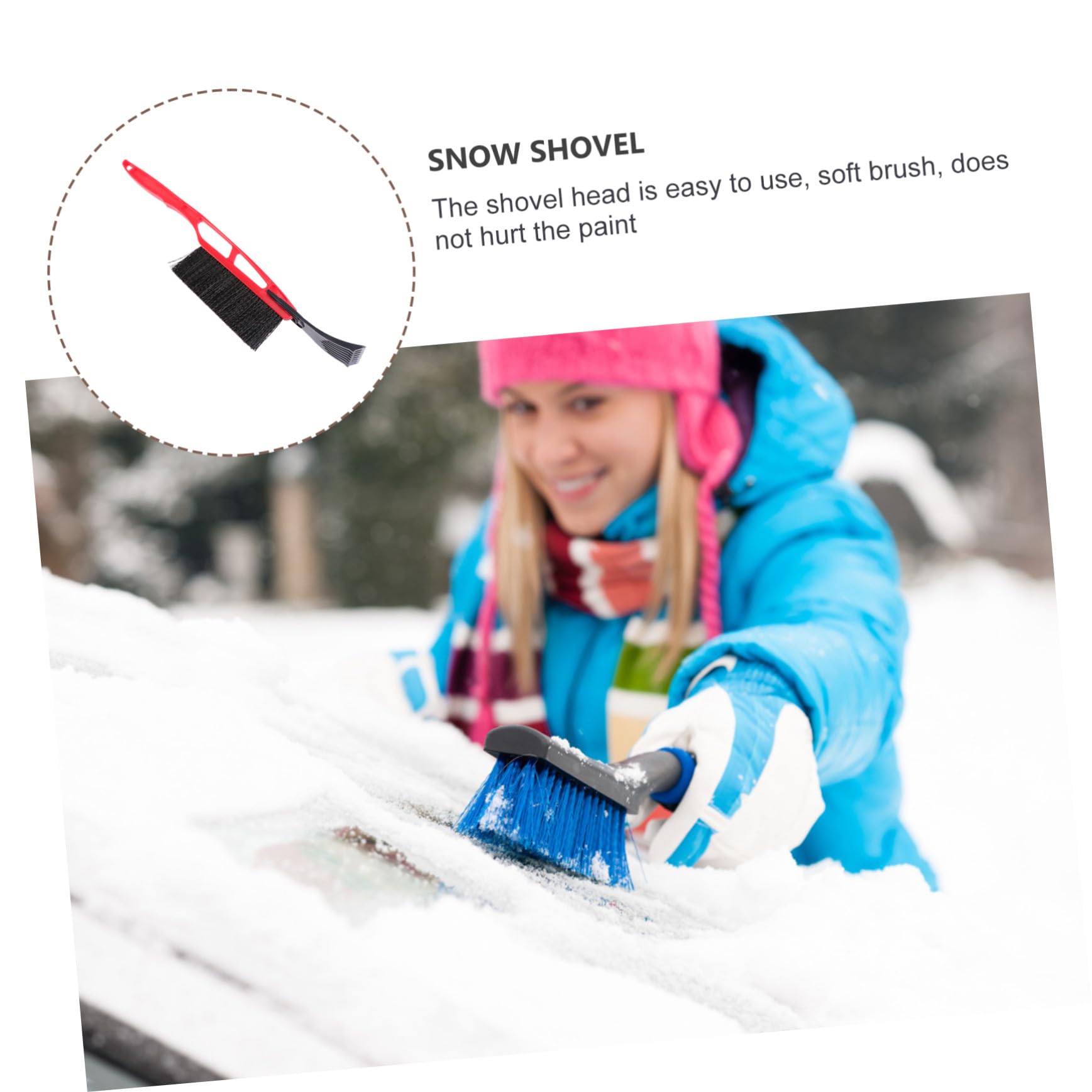Toyvian Pala Neve Multifunzionale con Raschietto Ghiaccio e Ergonomico Casual Strumento per Rimozione Neve Auto Colore Casuale