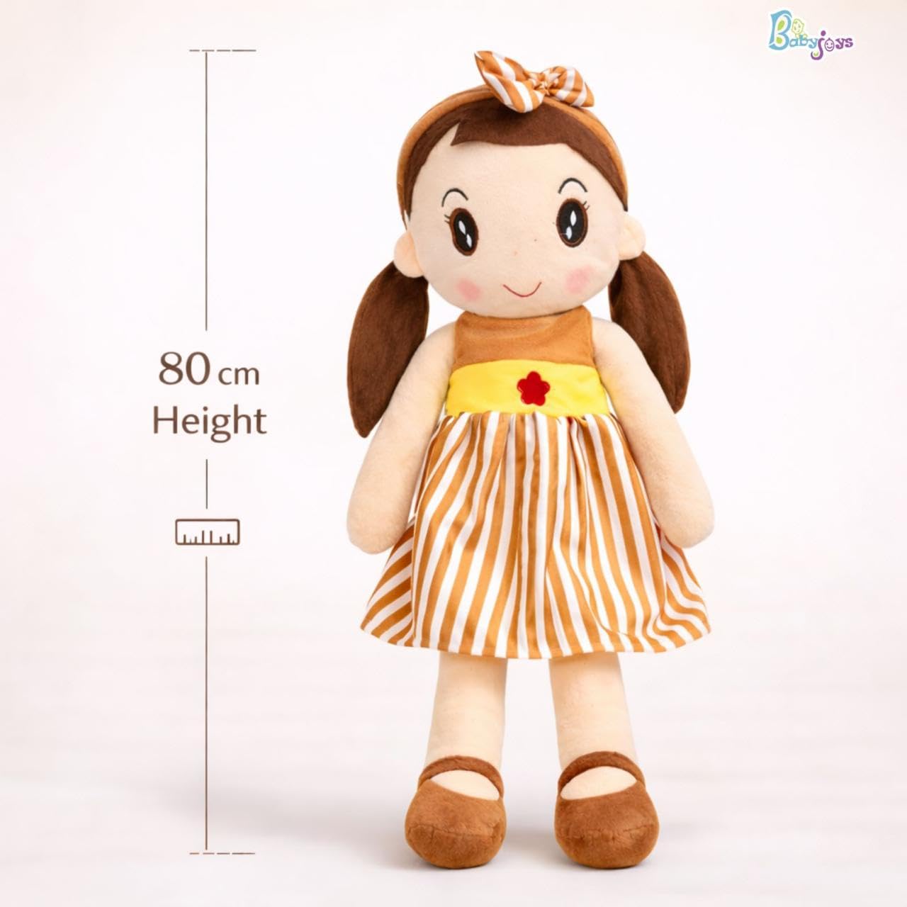 Babyjoys Extra Large Cute Soft Baby Doll 80 CM for Kids | Plush Stuffed Toy for Girls & Boys | Super Soft Cuddly Hug Doll | Washable Plush Toy Doll (Brown) 3