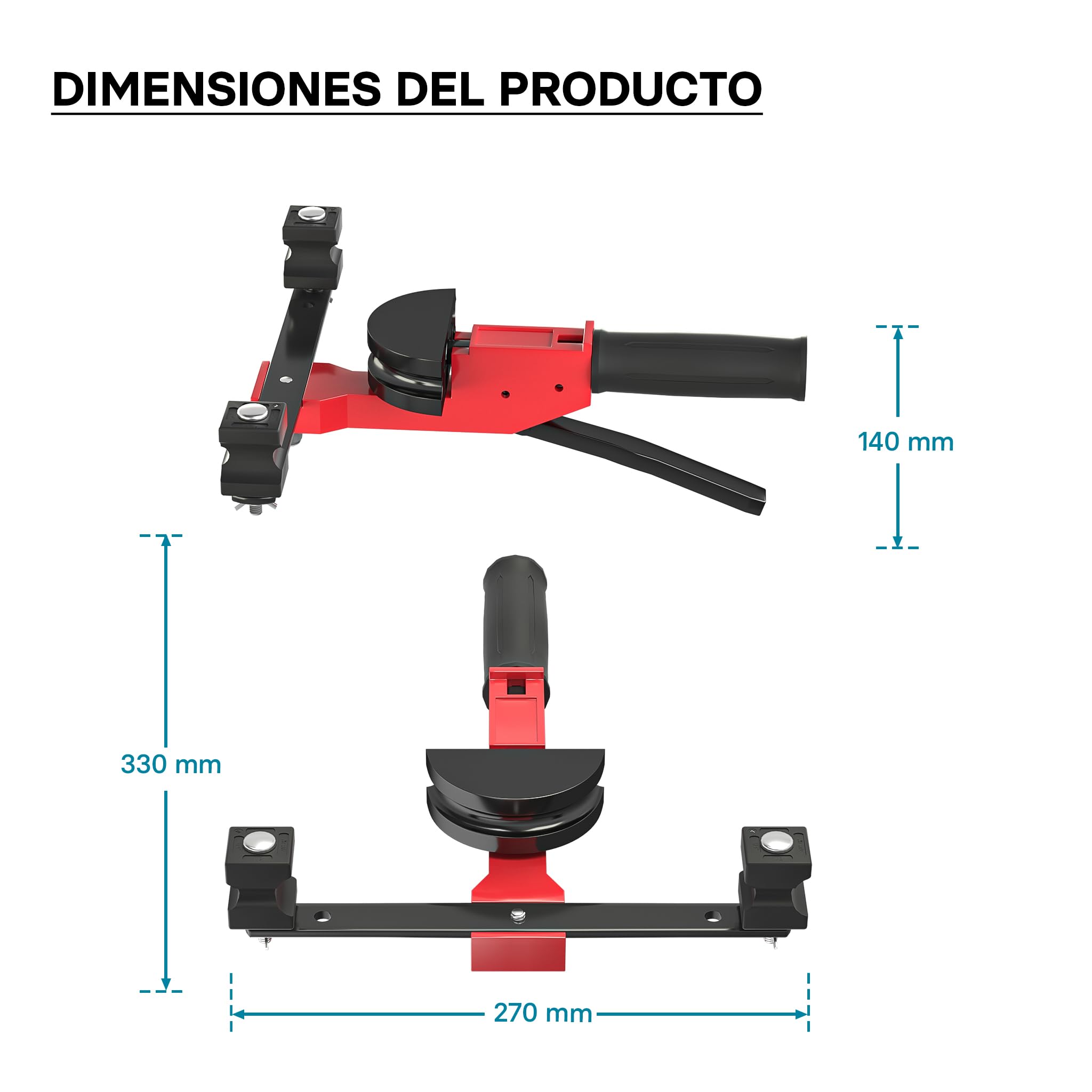 Wiltec Curvadora manual de tubos, para diámetros de 14-32 mm y radios de curvado hasta 90°, dobladora a mano para tuberías de aluminio, cobre y plástico, máquina curvatubos